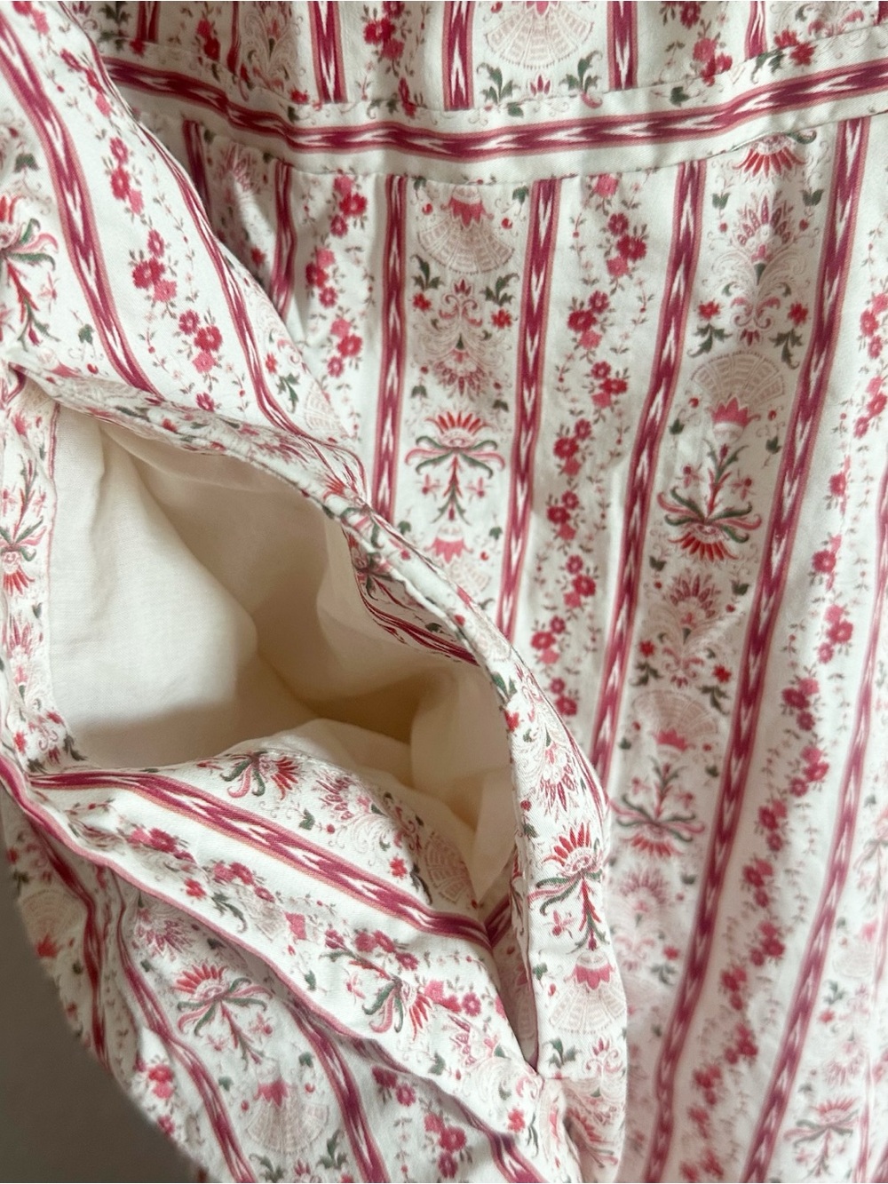 Hill House Margot Midi Dress in Emma Ikat Stripe Pockets Red White Sz L - Picture 5 of 8